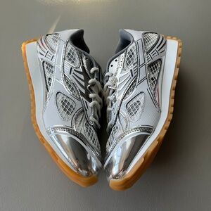 Bottega Veneta Silver and White Sneakers